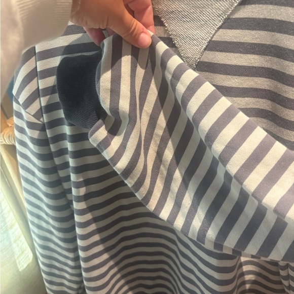 Striped Navy and Grey Women's Sweatshirt Oversized Fit - Picture 4 of 5
